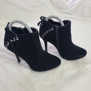 Black Lace Up Heeled Boots Size 6.5